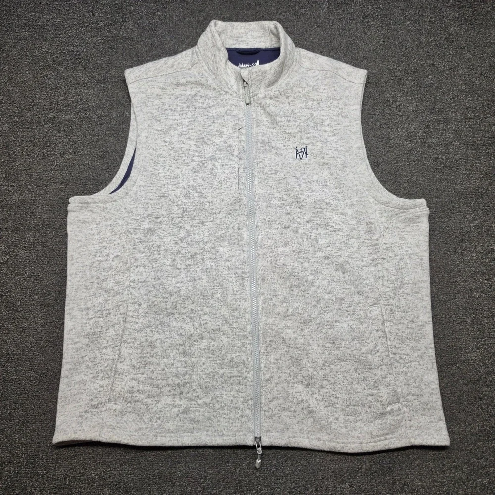 Johnnie-O Denali Vest Light Gray Mens XL Full Zip Performance JMVT10012C Outdoor